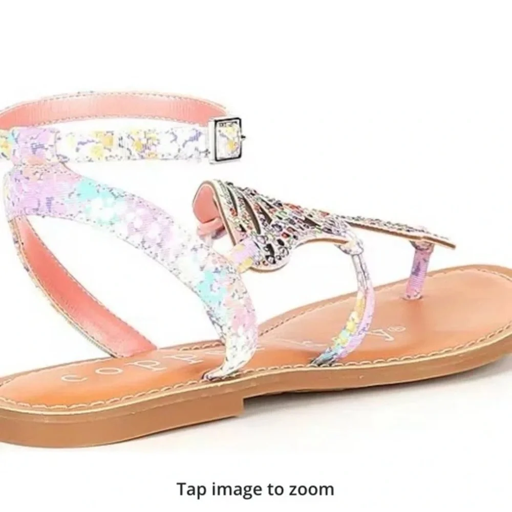 Copper Key Pink and Orange Sandals with Butterfly Design